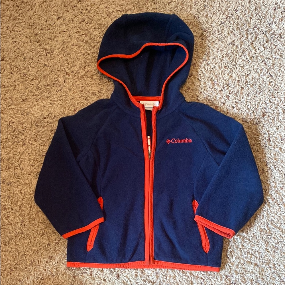 Columbia Blue Fleece Jacket with Red Trim